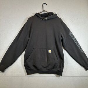Carhartt Hoodie Mens Medium Black  Original Fit Graphic Sleeve Pullover